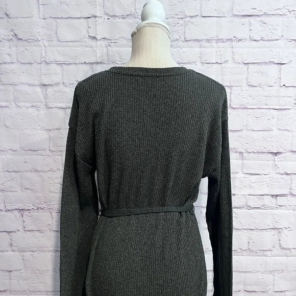 Zara Green Stretch Long Sleeve Belted Sweater Dress Size Small Pullover Chic - Picture 4 of 11